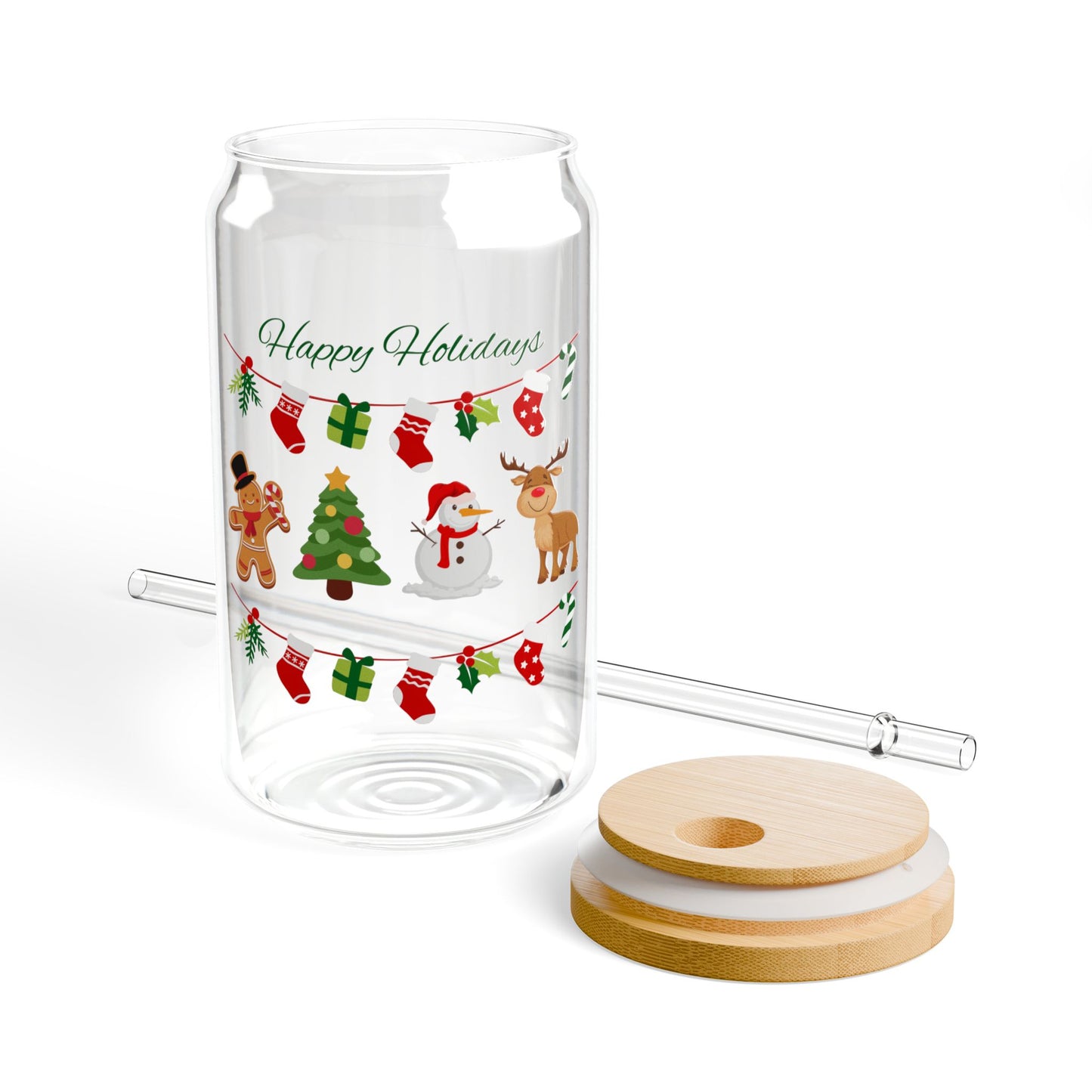 Happy Holidays, Sipper Glass, 16 oz