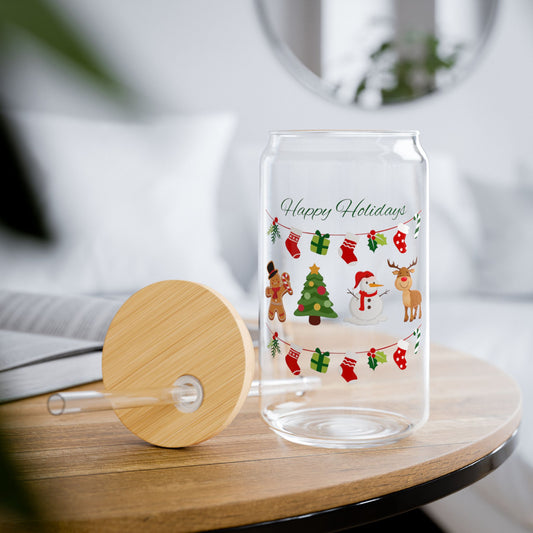 Happy Holidays, Sipper Glass, 16 oz